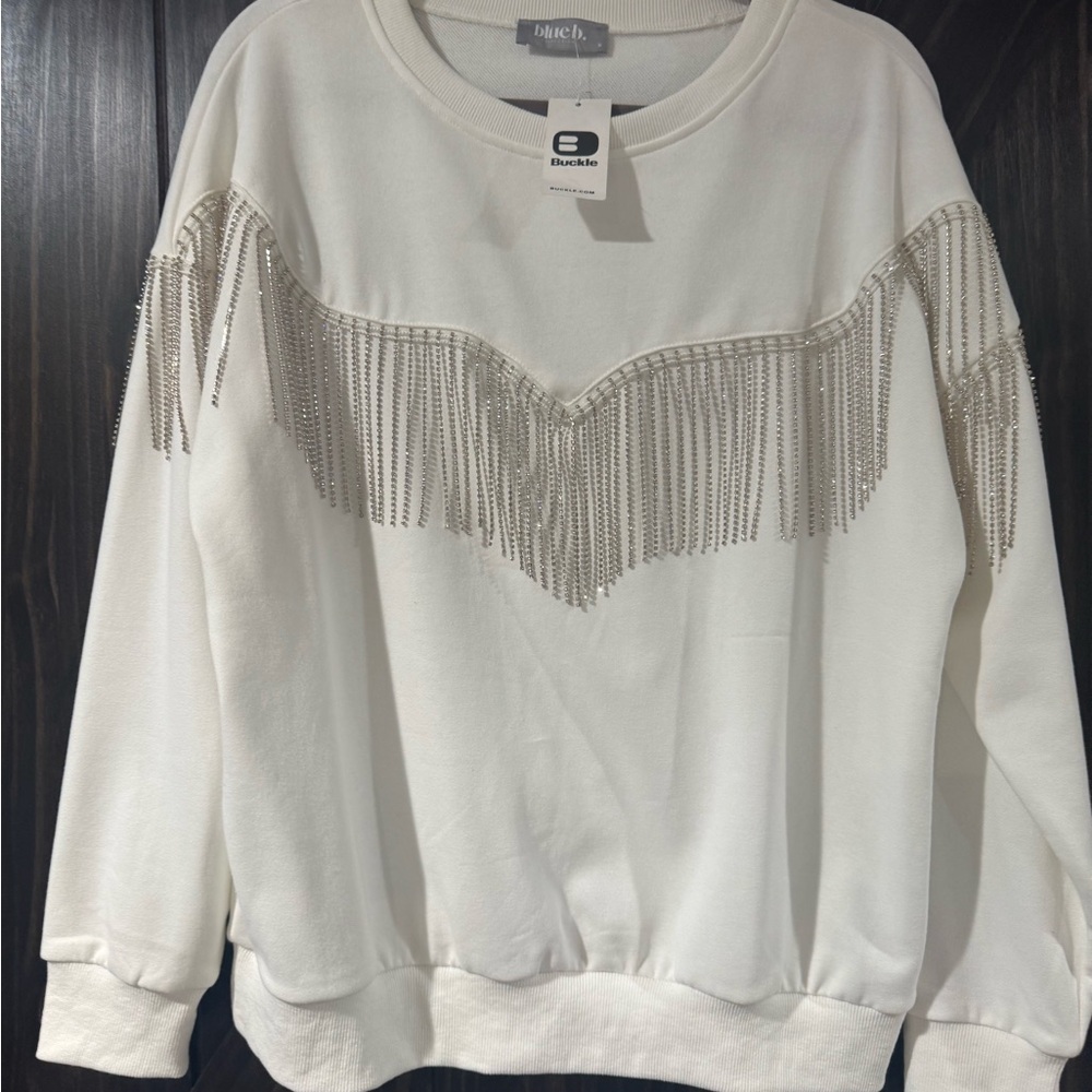 Buckle Blueb. Sweater with Silver Accents